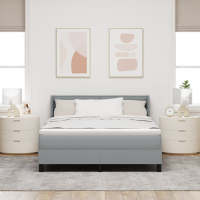 Produktbild för Bäddfjäder med huvudgavel Ljusgrå 200 x 160 cm tyg