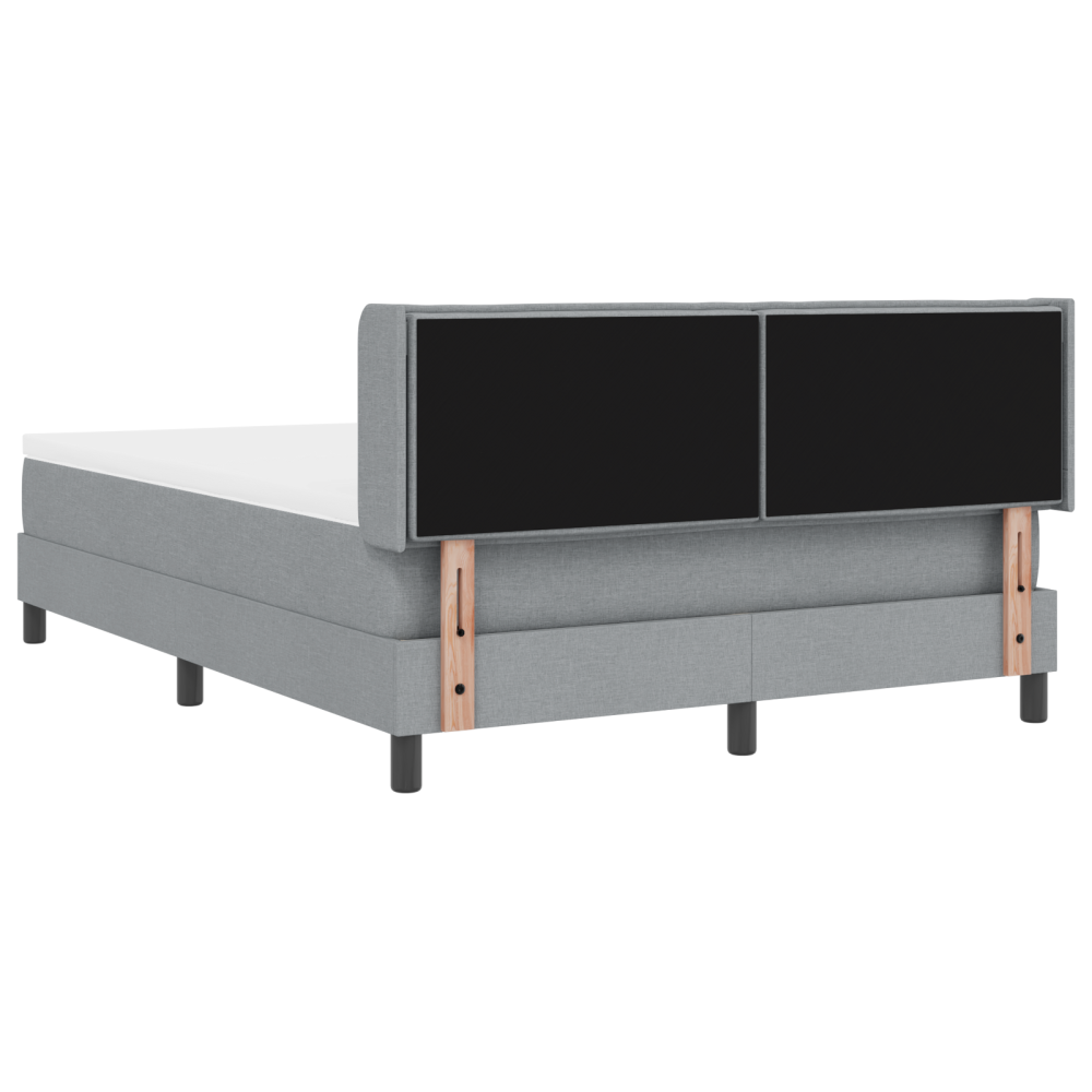 Produktbild för Bäddfjäder med huvudgavel Ljusgrå 200 x 160 cm tyg