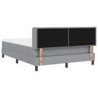 Produktbild för Bäddfjäder med huvudgavel Ljusgrå 200 x 160 cm tyg