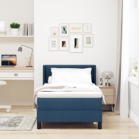 Produktbild för Bäddfjäder med kudde med huvudgavel Blå 200 x 90 cm tyg