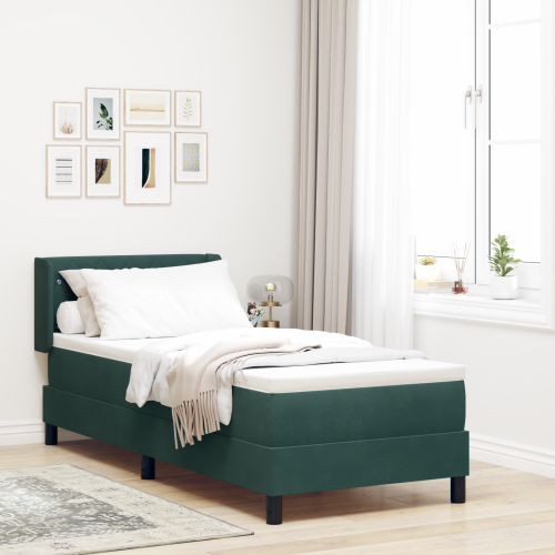 vidaXL Bäddfjäder med huvudgavel Mörkgrön 200 x 80 cm Sammet