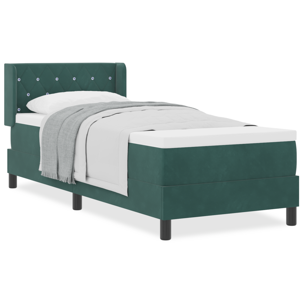 Produktbild för Bäddfjäder med huvudgavel Mörkgrön 200 x 80 cm Sammet