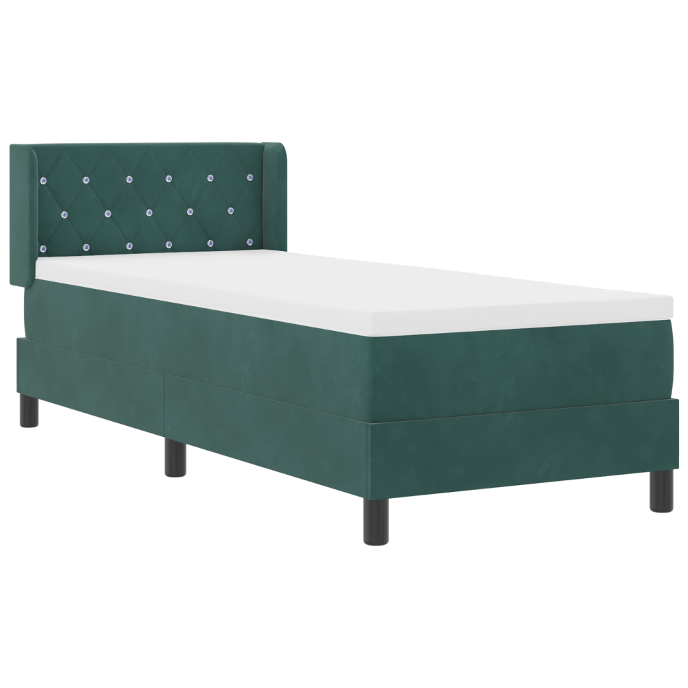 Produktbild för Bäddfjäder med huvudgavel Mörkgrön 200 x 80 cm Sammet