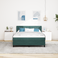 Produktbild för Bäddfjäder med huvudgavel Mörkgrön 190 x 140 cm Sammet