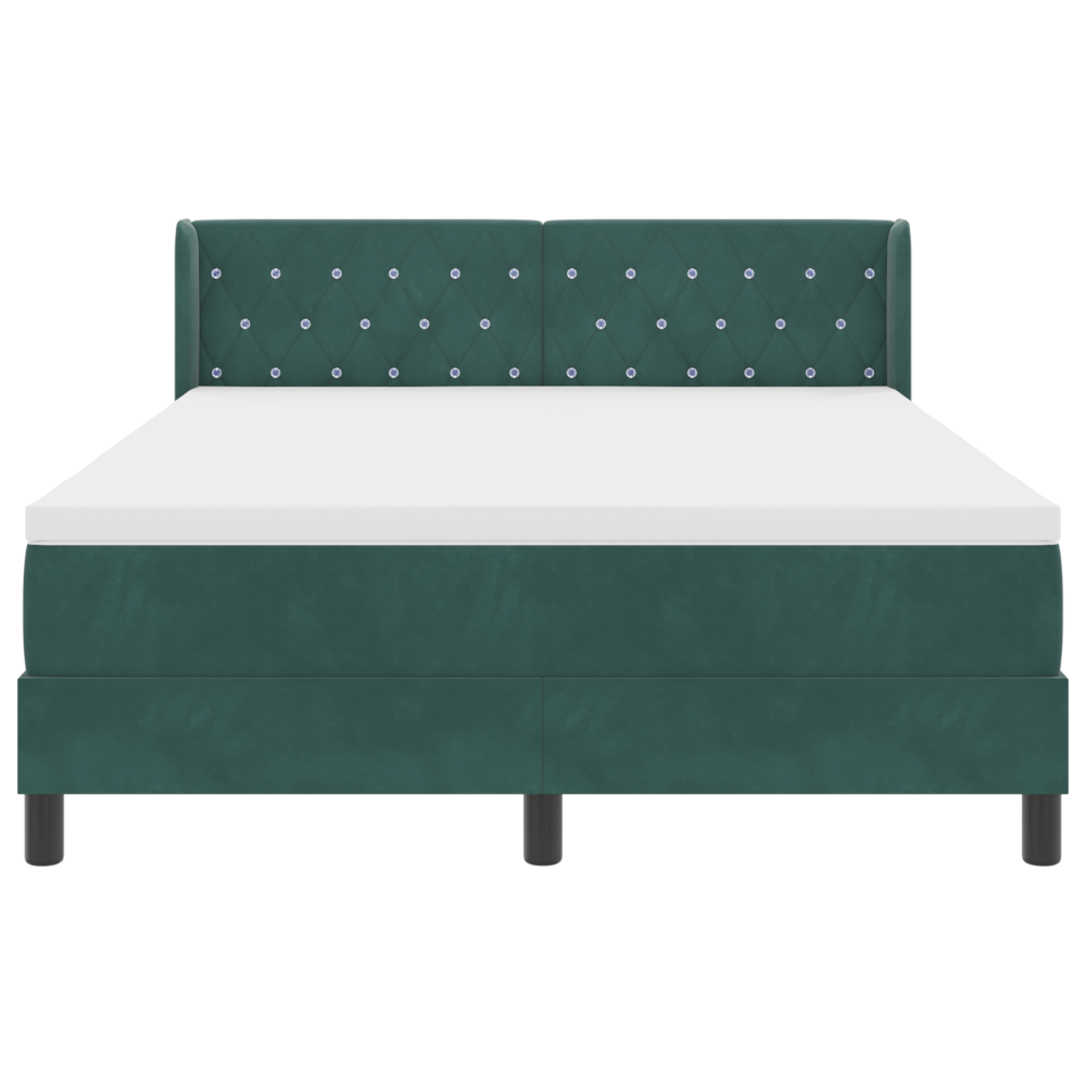 Produktbild för Bäddfjäder med huvudgavel Mörkgrön 190 x 140 cm Sammet