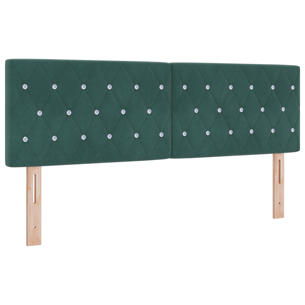 Produktbild för Bäddfjäder med huvudgavel Mörkgrön 200 x 140 cm Sammet