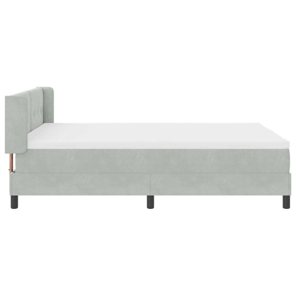 Produktbild för Bäddfjäder med huvudgavel Ljusgrå 200 x 160 cm Sammet