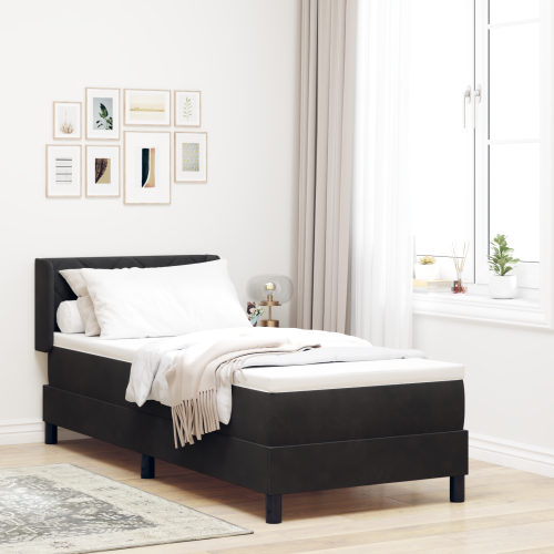 vidaXL Bäddfjäder med huvudgavel Svart 200 x 80 cm Sammet