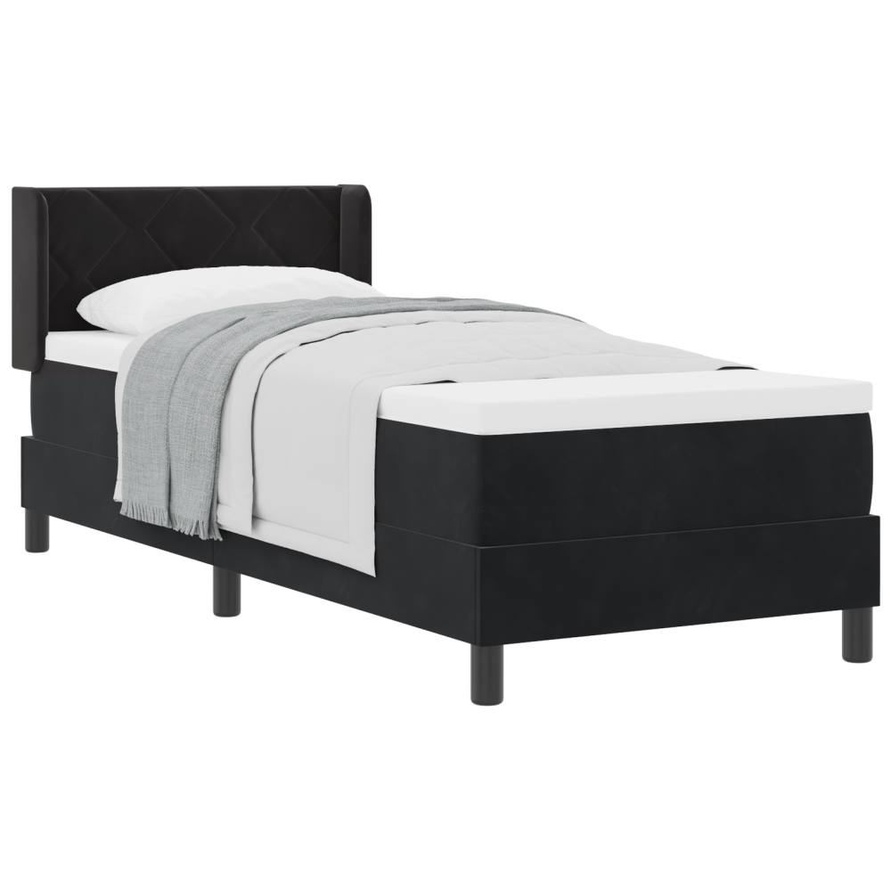 Produktbild för Bäddfjäder med huvudgavel Svart 200 x 80 cm Sammet