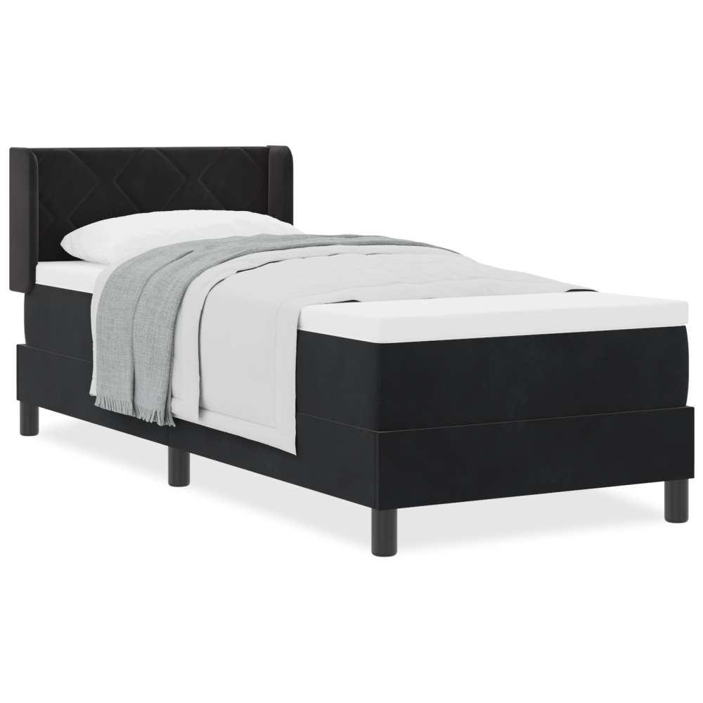 Produktbild för Bäddfjäder med huvudgavel Svart 200 x 80 cm Sammet