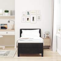 Produktbild för Bäddfjäder med huvudgavel Svart 200 x 80 cm Sammet