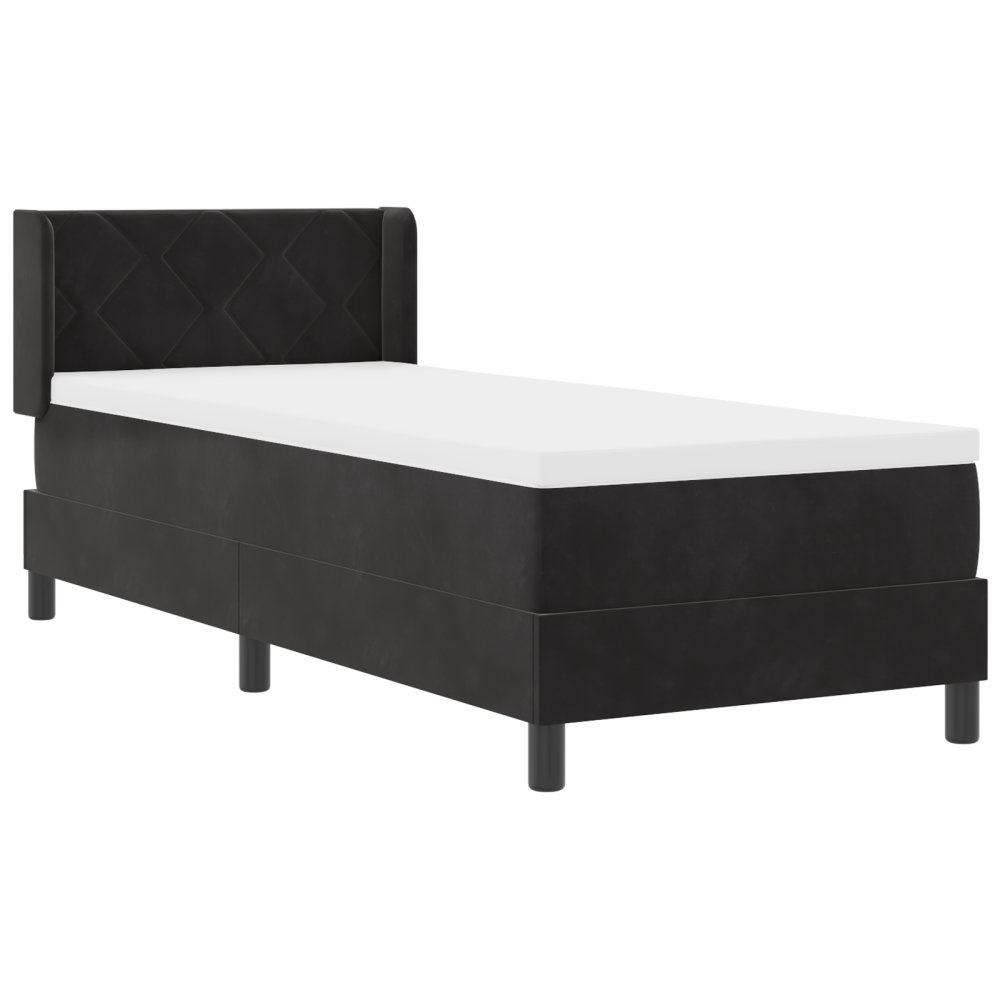 Produktbild för Bäddfjäder med huvudgavel Svart 200 x 80 cm Sammet