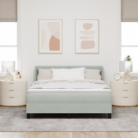 Produktbild för Bäddfjäder med huvudgavel Ljusgrå 200 x 140 cm Sammet