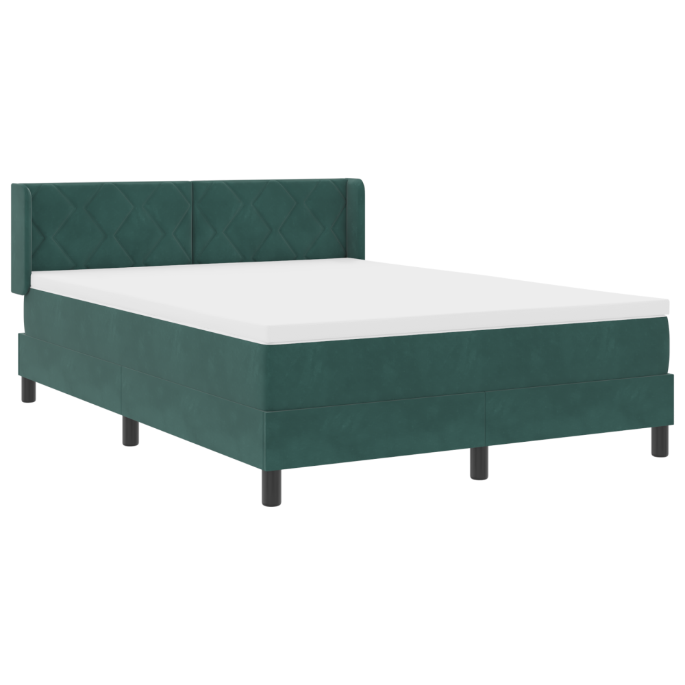 Produktbild för Bäddfjäder med huvudgavel Mörkgrön 200 x 140 cm Sammet