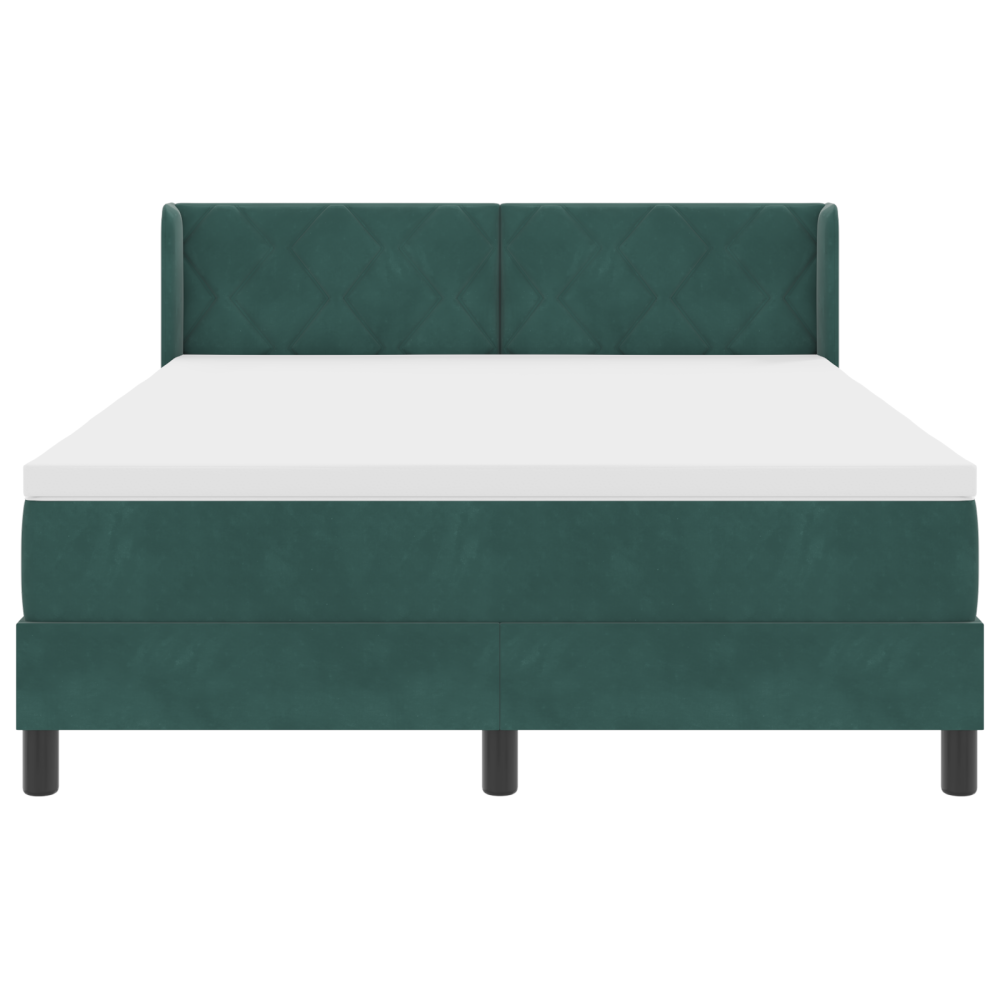 Produktbild för Bäddfjäder med huvudgavel Mörkgrön 200 x 140 cm Sammet
