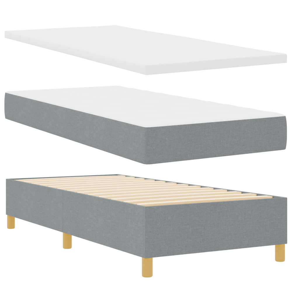 Produktbild för Bäddfjäder med madrass med huvudgavel Ljusgrå 80 x 200 cm tyg