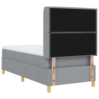 Produktbild för Bäddfjäder med huvudgavel Ljusgrå 100 x 200 cm tyg