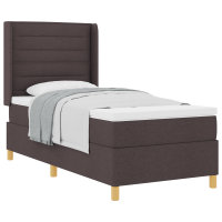 Produktbild för Bäddfjäder med madrass med huvudgavel Mörkbrun 100 x 200 cm tyg