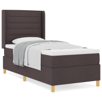 Produktbild för Bäddfjäder med madrass med huvudgavel Mörkbrun 100 x 200 cm tyg