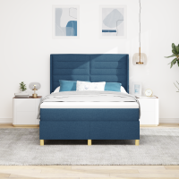 Produktbild för Bäddfjäder med madrass med huvudgavel Blå 140 x 190 cm tyg