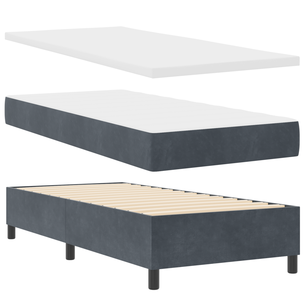 Produktbild för Bäddfjäder med huvudgavel Mörkgrå 80 x 200 cm Sammet