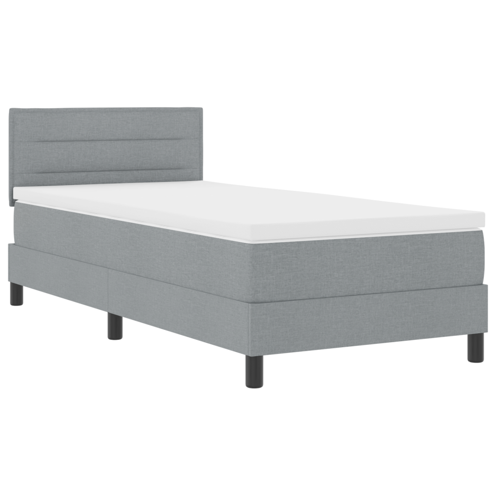 Produktbild för Bäddfjäder med madrass med led Ljusgrå 90 x 190 cm tyg