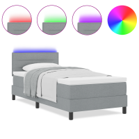 Produktbild för Bäddfjäder med madrass med led Ljusgrå 90 x 190 cm tyg