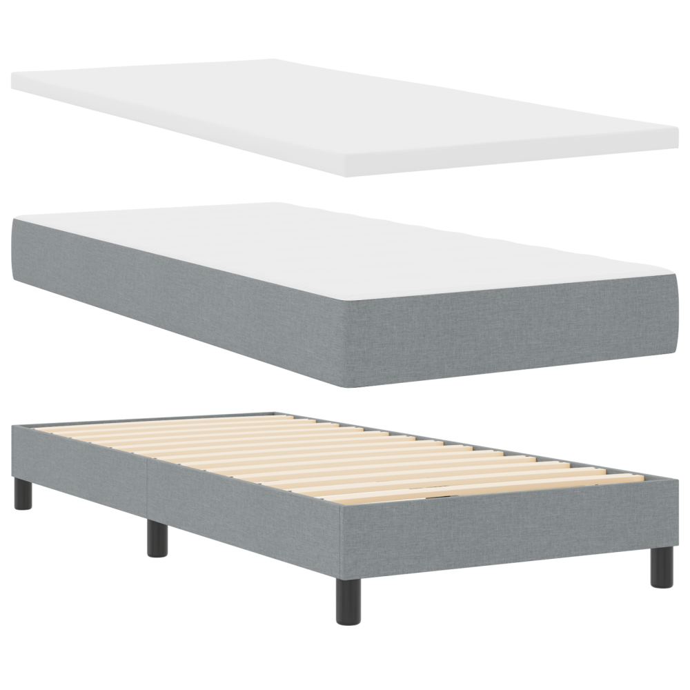 Produktbild för Bäddfjäder med madrass med led Ljusgrå 90 x 200 cm tyg