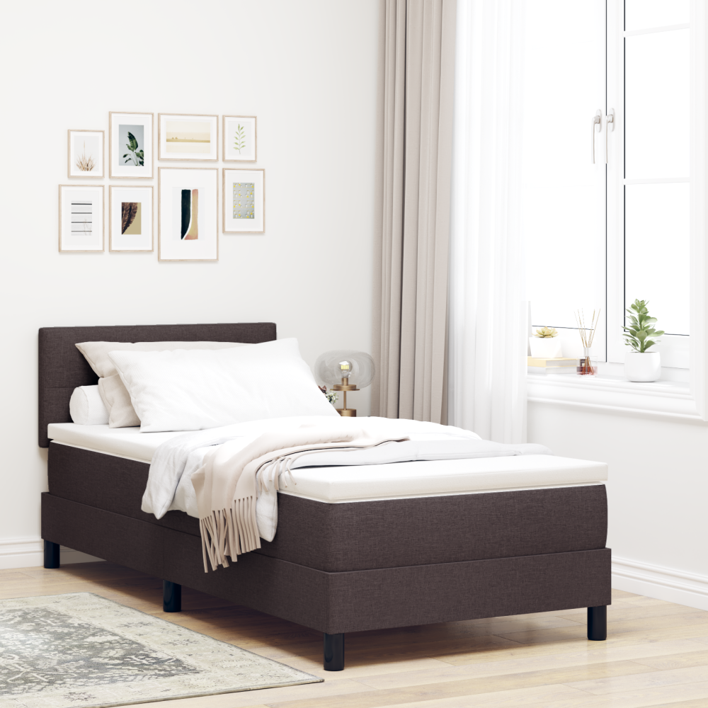 Produktbild för Bäddfjäder med LED-ljusslingor Mörkbrun 90 x 200 cm tyg