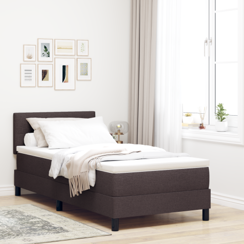 vidaXL Bäddfjäder med LED-ljusslingor Mörkbrun 90 x 200 cm tyg