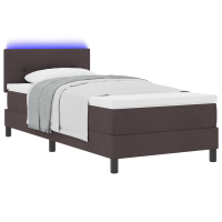 Produktbild för Bäddfjäder med LED-ljusslingor Mörkbrun 90 x 200 cm tyg