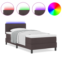 Produktbild för Bäddfjäder med LED-ljusslingor Mörkbrun 90 x 200 cm tyg