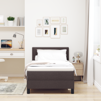 Produktbild för Bäddfjäder med LED-ljusslingor Mörkbrun 90 x 200 cm tyg