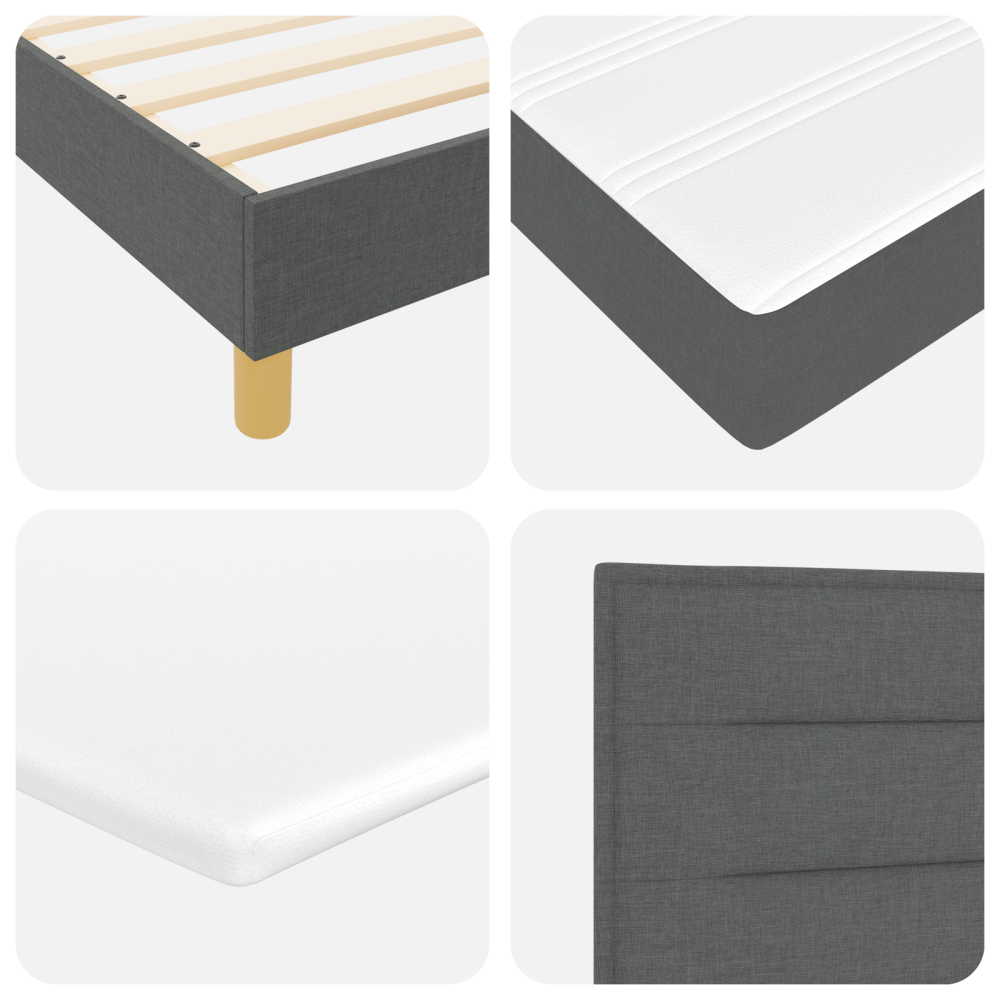 Produktbild för LED Box Säng med kudde med huvudgavel Mörkgrå 80 x 200 cm tyg