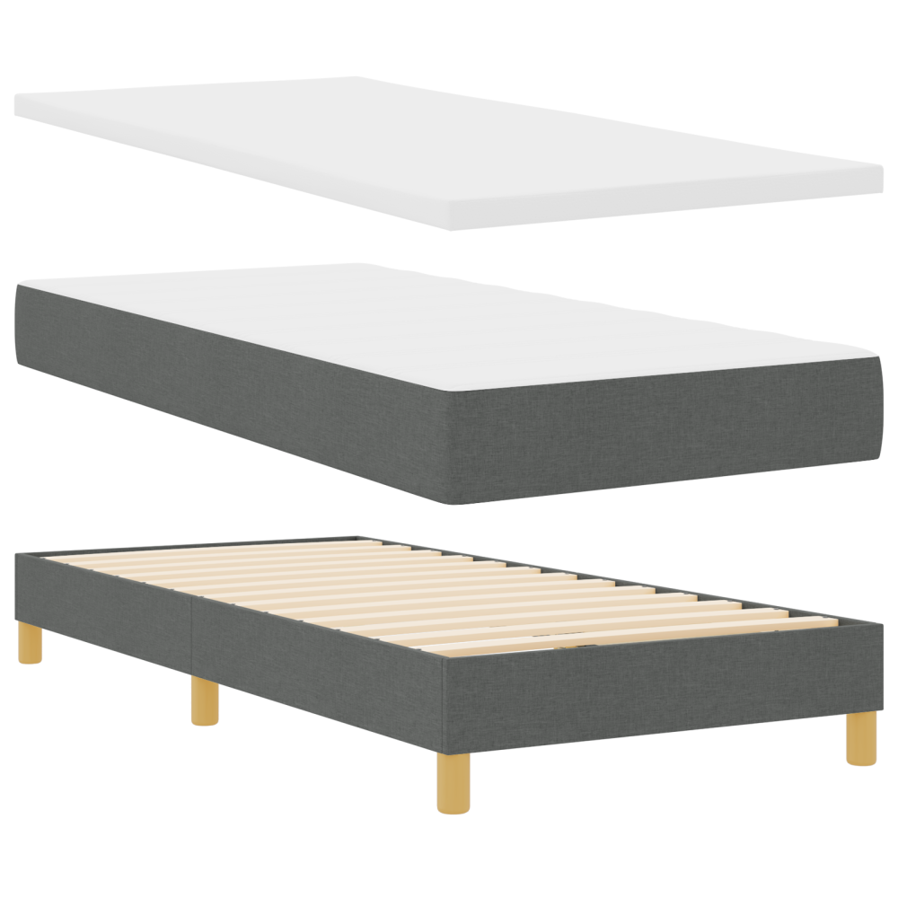 Produktbild för LED Box Säng med kudde med huvudgavel Mörkgrå 80 x 200 cm tyg