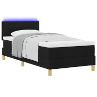 Produktbild för LED Box Säng med LED-ljusslingor Svart 80 x 200 cm tyg
