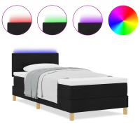 Produktbild för LED Box Säng med LED-ljusslingor Svart 80 x 200 cm tyg
