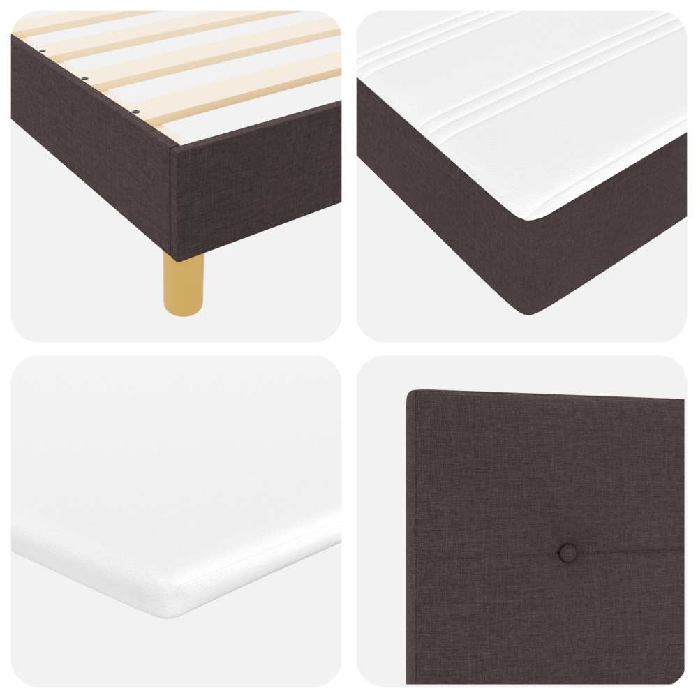 Produktbild för LED Box Säng med kudde med huvudgavel Mörkbrun 90 x 200 cm tyg