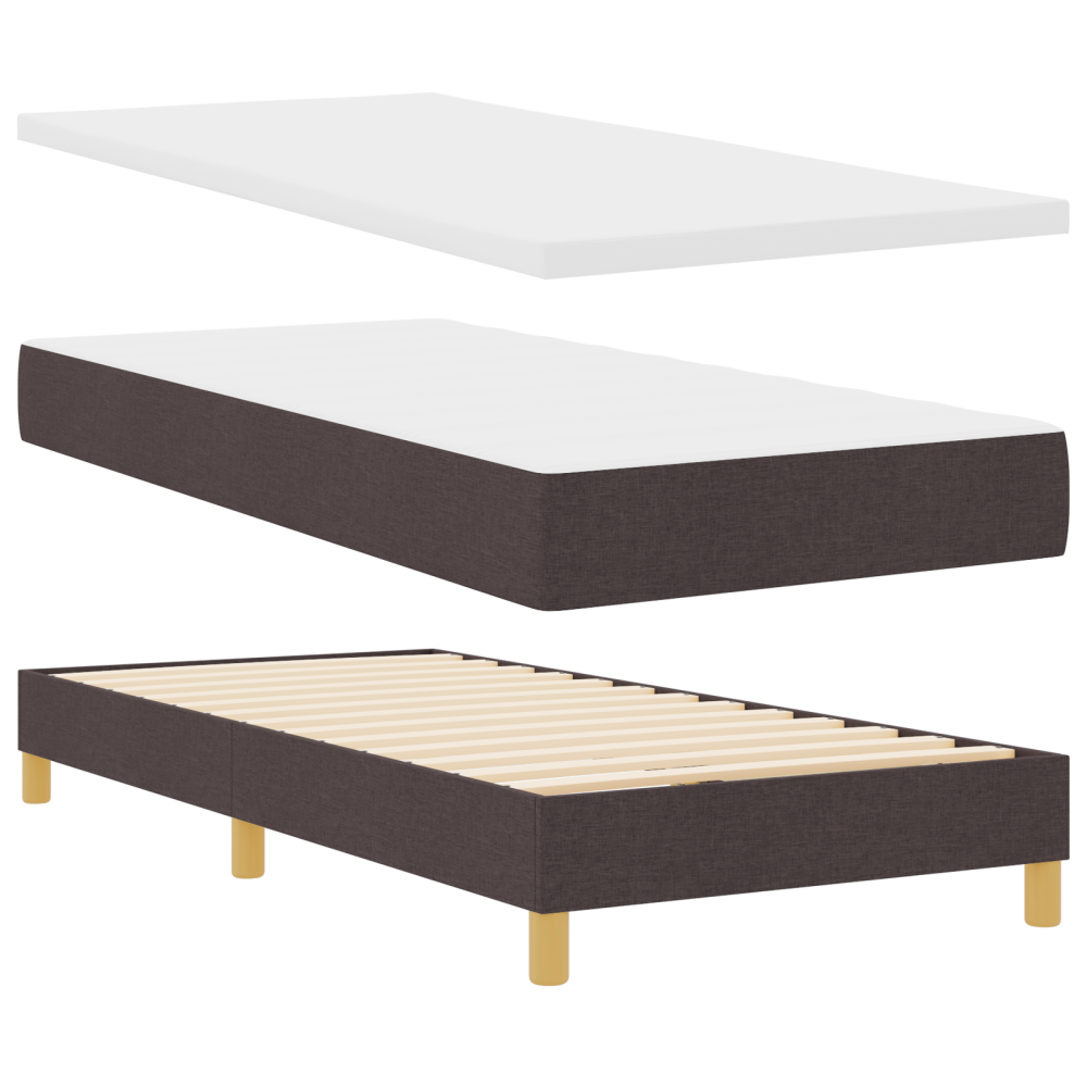 Produktbild för LED Box Säng med kudde med huvudgavel Mörkbrun 90 x 200 cm tyg