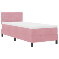 Produktbild för LED Box Säng med madrass med led Rosa 80 x 200 cm Sammet
