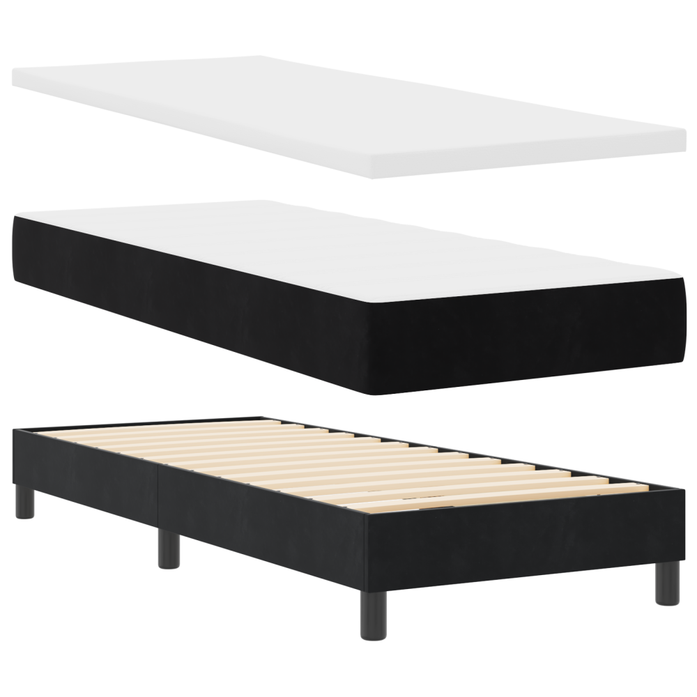 Produktbild för LED Box Säng med LED-ljusslingor Svart 80 x 200 cm Sammet