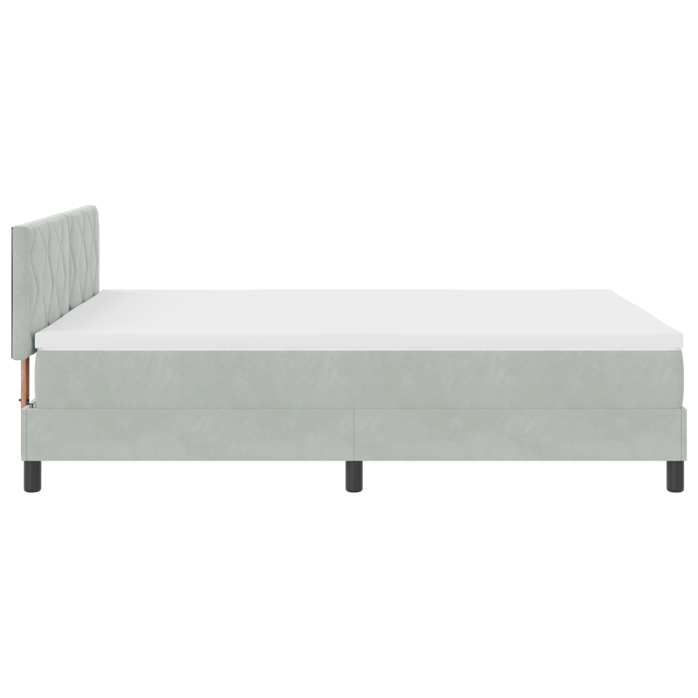 Produktbild för LED Box Säng med LED-ljusslingor Ljusgrå 140 x 190 cm Sammet
