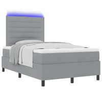 Produktbild för Bäddfjäder med madrass med led Ljusgrå 120 x 200 cm tyg