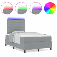 Produktbild för Bäddfjäder med madrass med led Ljusgrå 120 x 200 cm tyg