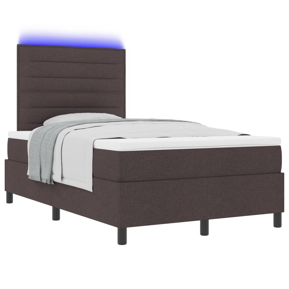 Produktbild för Bäddfjäder med madrass med led Mörkbrun 120 x 200 cm tyg