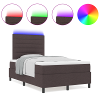 Produktbild för Bäddfjäder med madrass med led Mörkbrun 120 x 200 cm tyg