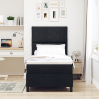 Produktbild för Bäddfjäder med LED-ljusslingor Svart 100 x 200 cm tyg