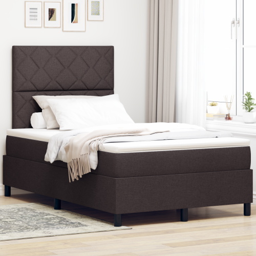 vidaXL Bäddfjäder med LED-ljusslingor Mörkbrun 120 x 190 cm tyg