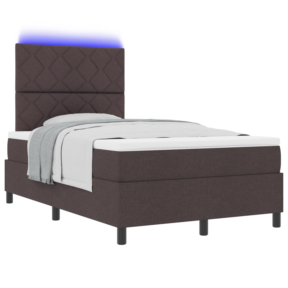 Produktbild för Bäddfjäder med LED-ljusslingor Mörkbrun 120 x 190 cm tyg