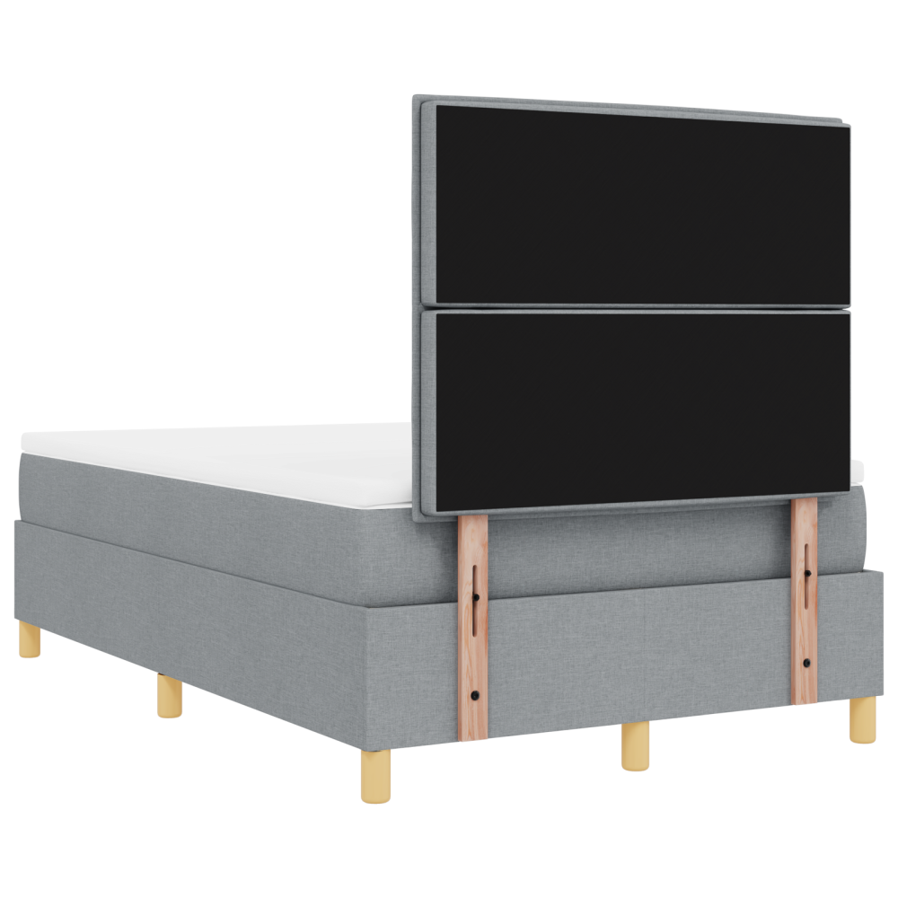 Produktbild för LED Box Säng med madrass Ljusgrå 120 x 200 cm tyg